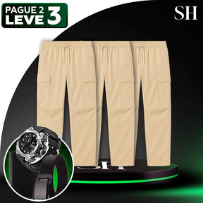 [Leve 3 Pague 2] Calça Urban em Algodão Nobre e Poliéster (Qualidade e Robustez Para o Dia a Dia!) +3BRINDES: Relógio Carteira e Cinto