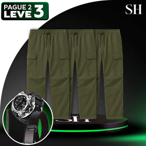 [Leve 3 Pague 2] Calça Urban em Algodão Nobre e Poliéster (Qualidade e Robustez Para o Dia a Dia!) +3BRINDES: Relógio Carteira e Cinto