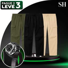 [Leve 3 Pague 2] Calça Urban em Algodão Nobre e Poliéster (Qualidade e Robustez Para o Dia a Dia!) +3BRINDES: Relógio Carteira e Cinto