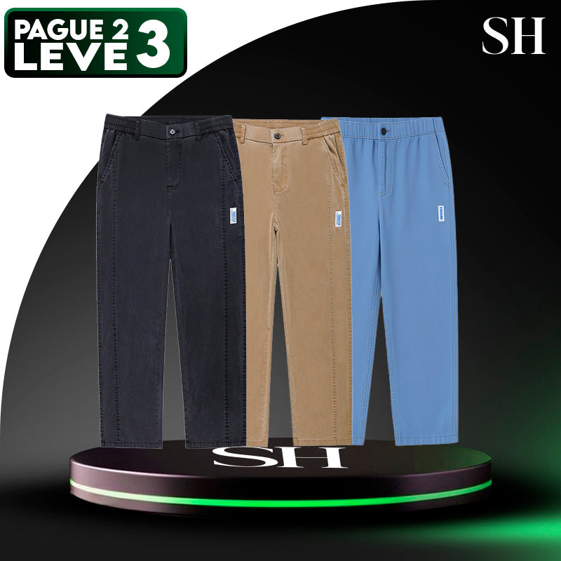 [Leve 3 Pague 2] Calça Masculina Axel em Seda Gelo e Poliéster (Estilo Imponente e Moderno!)