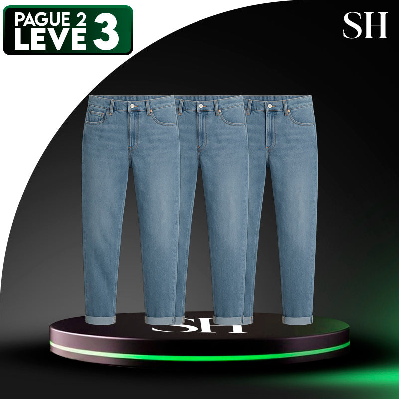 [Leve 3 Pague 2] Calça Masculina Bravur em Jeans e Poliéster (Bravura e Estilo Que Você Merece!)