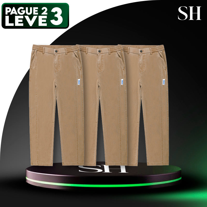 [Leve 3 Pague 2] Calça Masculina Axel em Seda Gelo e Poliéster (Estilo Imponente e Moderno!)