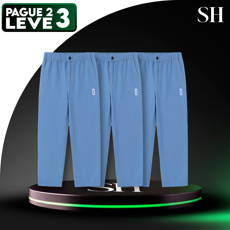 [Leve 3 Pague 2] Calça Masculina Axel em Seda Gelo e Poliéster (Estilo Imponente e Moderno!)